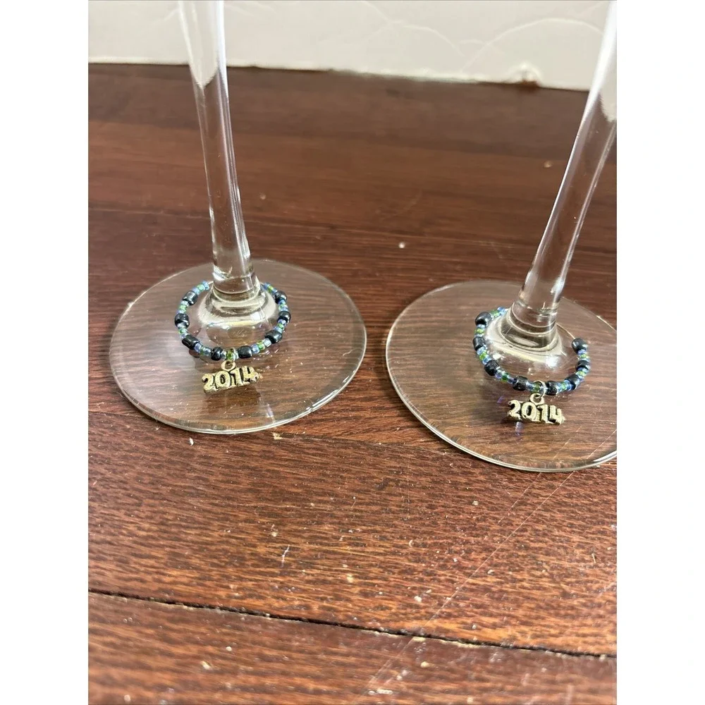 Set of 2 Champagne/ Wine Blue and Green Glass Flute 8 oz -‎ 9.25